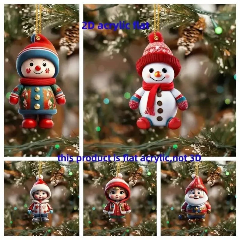 Christmas Wall Decoration 2D Acrylic Cartoon Dwarf Christmas Tree Pendant Christmas Cartoon Cute Christmas Suprimentos De Natal