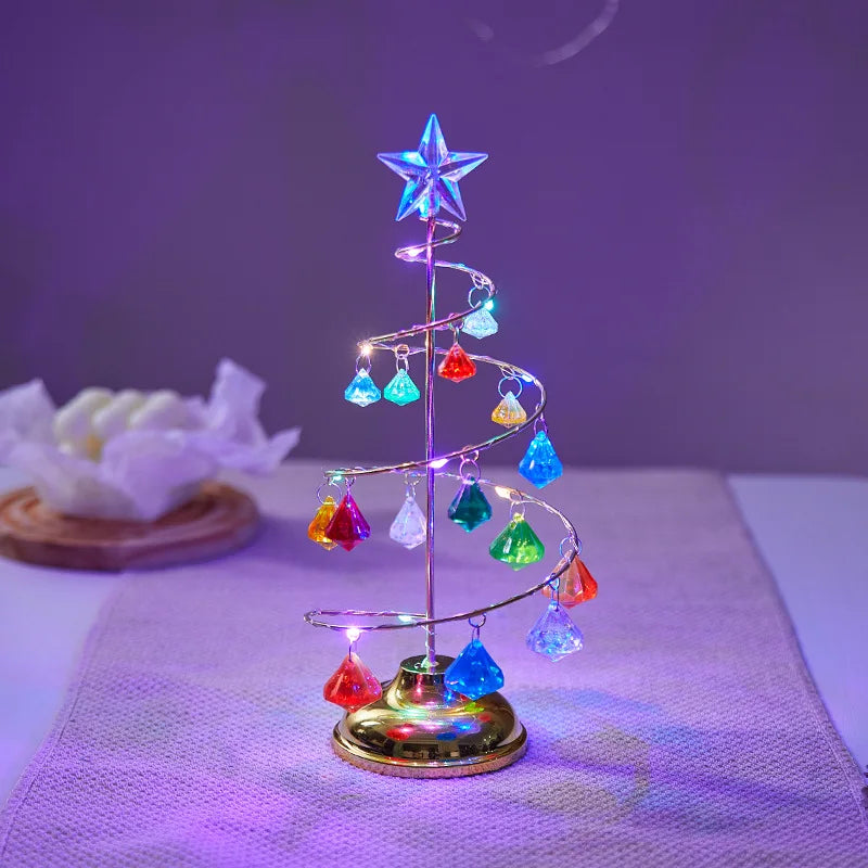 Crystal Christmas Tree Lamp Crystal Light LED Desk Table Lamps Fairy Lights Bedroom Decor Girlfriend Kids Christmas Gifts 2024