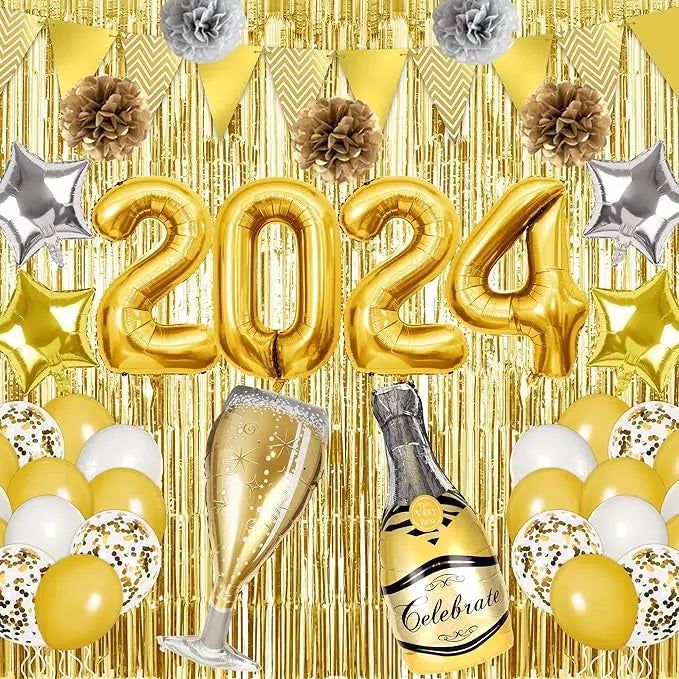 Happy New Year Decorations 2024 New Year Balloon Arch Garland Kit for Christmas Decoration Theme New Years Eve Party Supplies