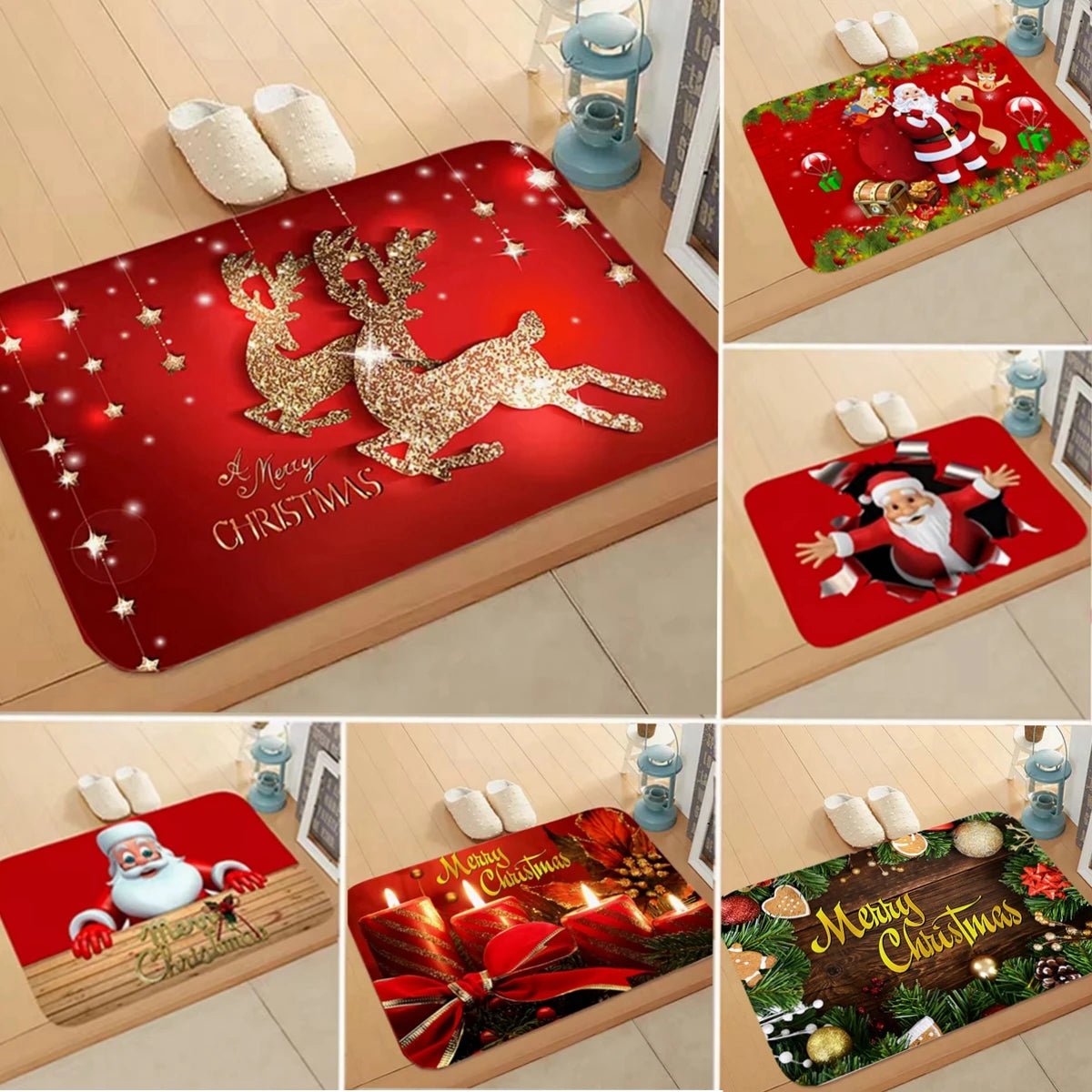 Christmas Door Mat Santa Claus Carpet Marry Christmas Decorations For Home 2024 Xmas Ornament Navidad Natal Gifts New Year 2025