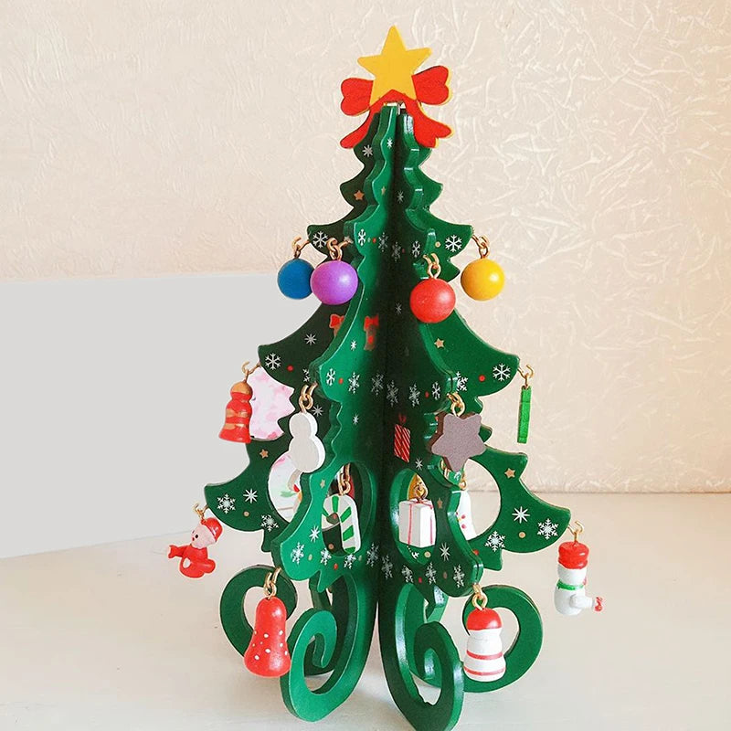 Christmas Tree Children's Handmade DIY Stereo Wooden Christmas Tree Scene Layout Christmas Decorations Ornaments Hot