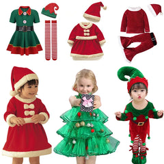 New Year Kids Santa Claus Toddler Baby Red Xmas Clothes Party Red Dress Set for Children Christmas Costume Santa Claus Set