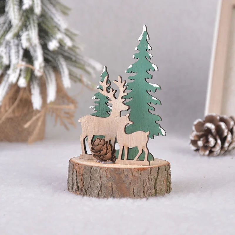 Christmas Tree Children's Handmade DIY Stereo Wooden Christmas Tree Scene Layout Christmas Decorations Ornaments Hot