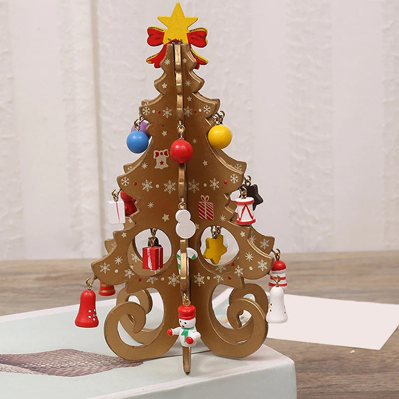 Christmas Tree Children's Handmade DIY Stereo Wooden Christmas Tree Scene Layout Christmas Decorations Ornaments Hot