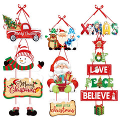 2024 Christmas Hanging Banner Garland Bunting Christmas Santa Claus Paper Banner Door Hanging Ornaments Merry Xmas Party Decor