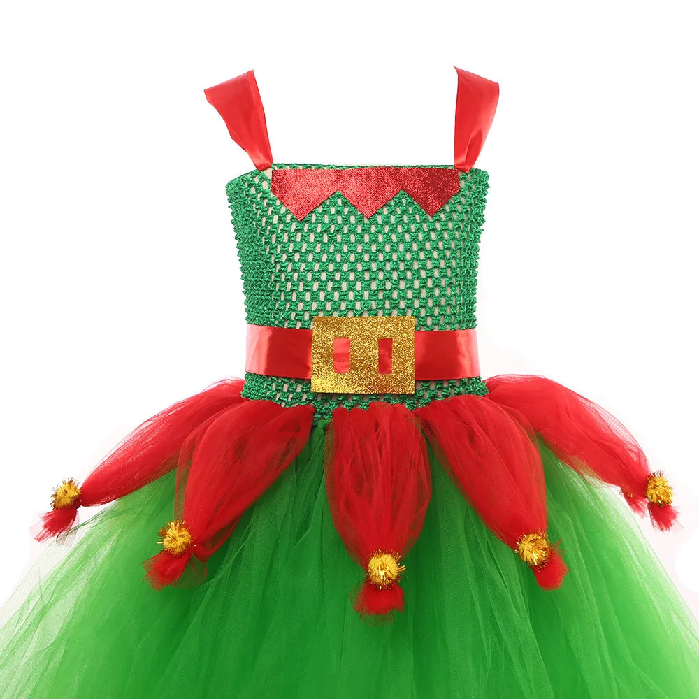 2024 Girls Christmas Santa Claus Costume Kids Cosplay Dress Children Dress Up Clothes Carnival Party Clothes