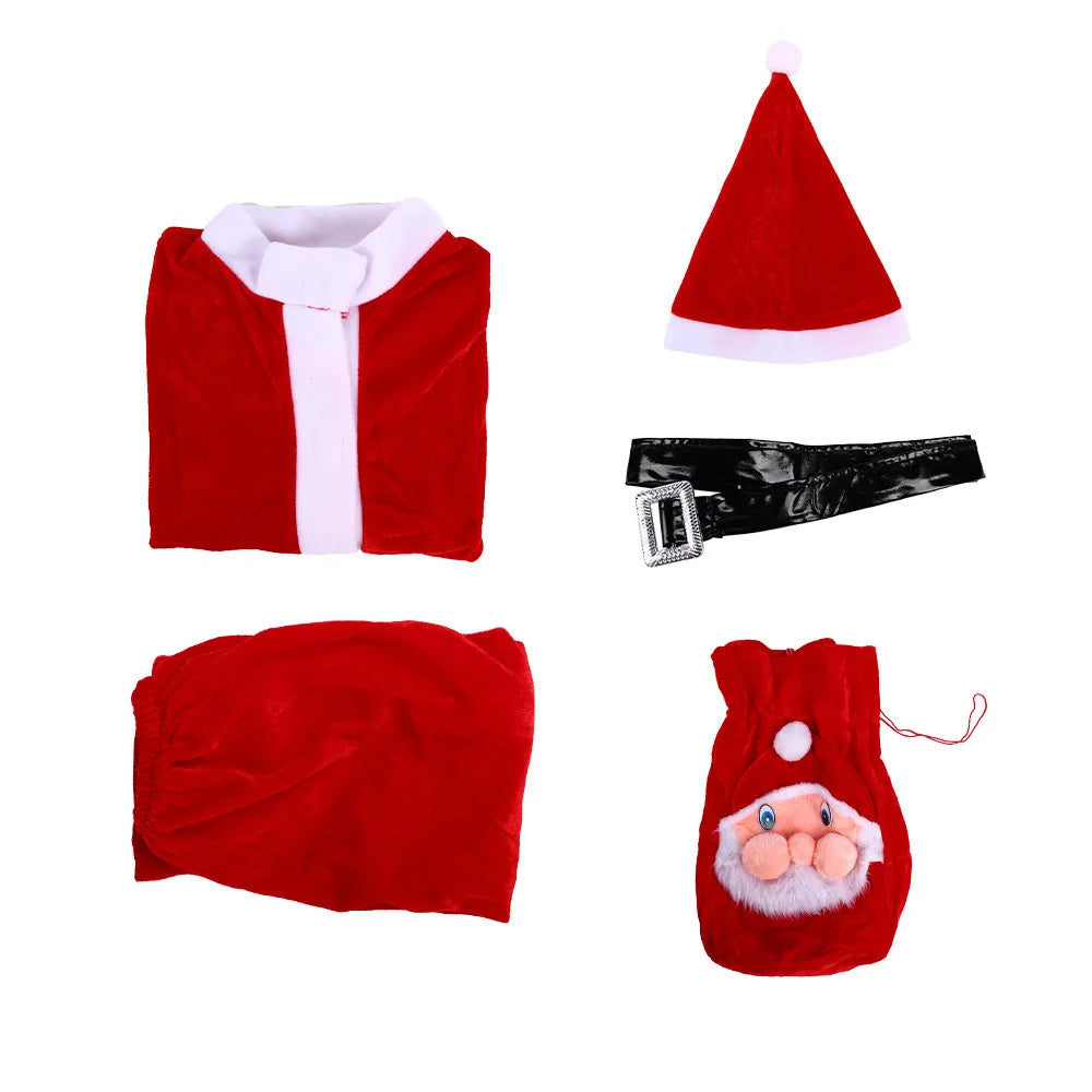 New Year Kids Santa Claus Toddler Baby Red Xmas Clothes Party Red Dress Set for Children Christmas Costume Santa Claus Set