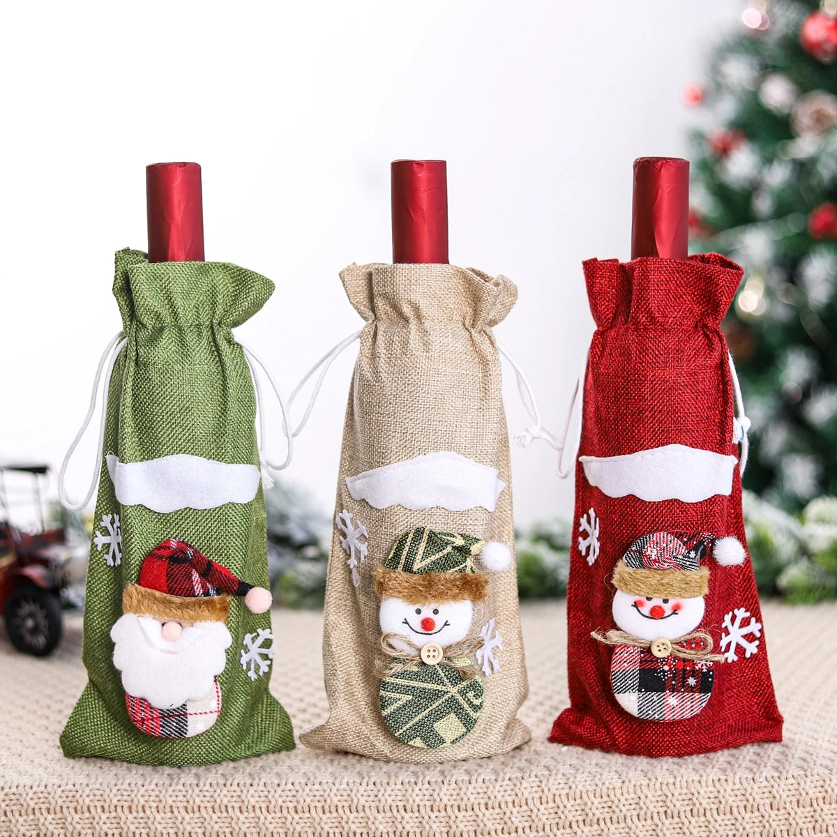 Christmas Wine Bottle Cover Merry Christmas Decorations For Home 2024 Xmas Ornaments Gift Navidad Noel Natal Happy New Year 2025