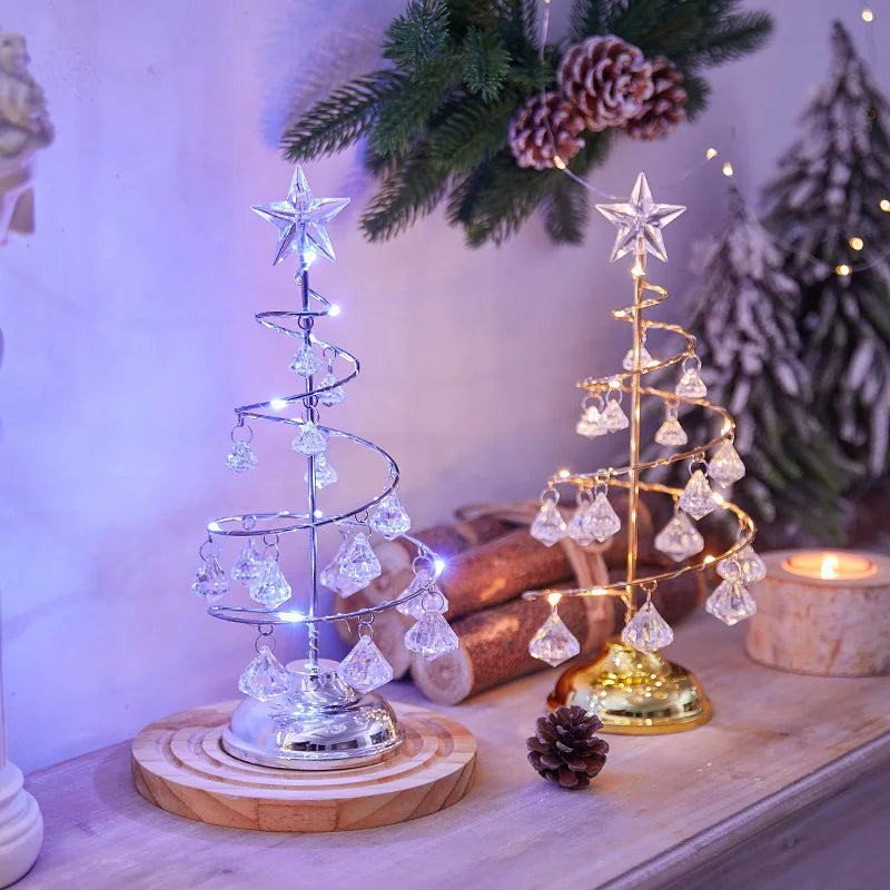 Crystal Christmas Tree Lamp Crystal Light LED Desk Table Lamps Fairy Lights Bedroom Decor Girlfriend Kids Christmas Gifts 2024