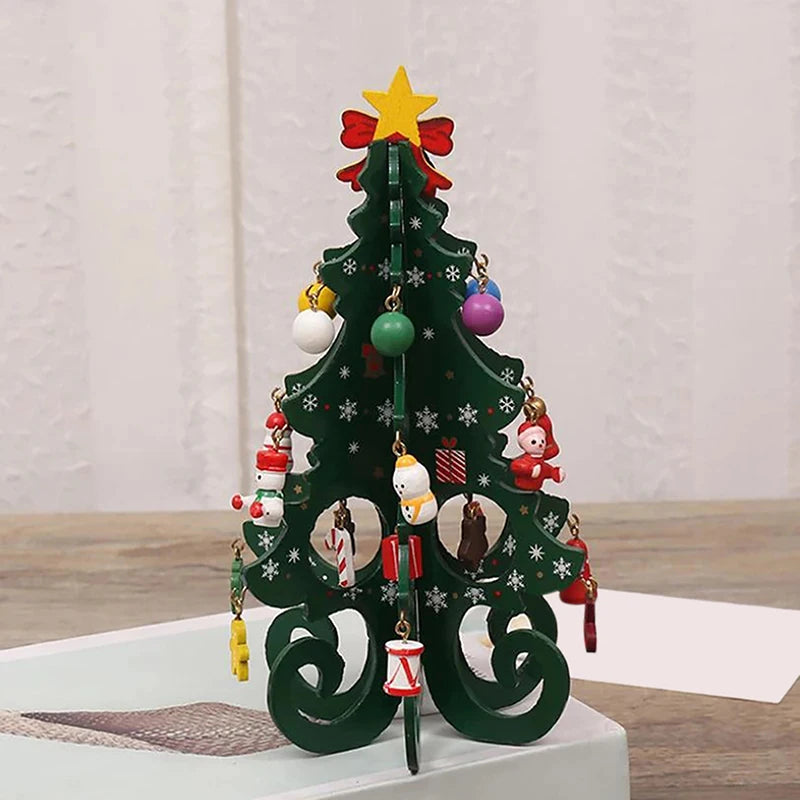 Christmas Tree Children's Handmade DIY Stereo Wooden Christmas Tree Scene Layout Christmas Decorations Ornaments Hot