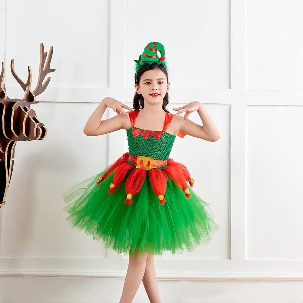 2024 Girls Christmas Santa Claus Costume Kids Cosplay Dress Children Dress Up Clothes Carnival Party Clothes