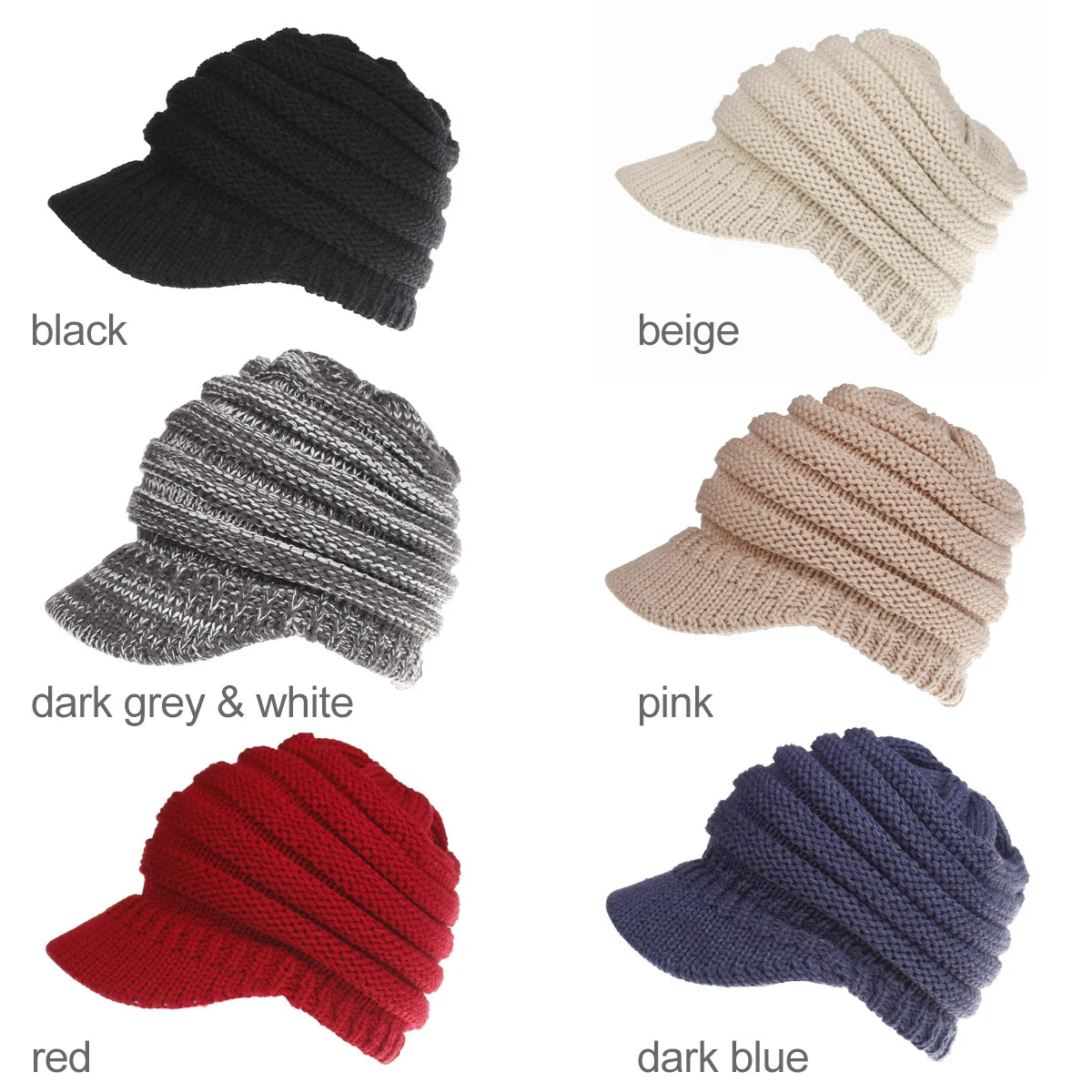 2024 New Women Hats Autumn Winter Warm Female Knitted Hats Outdoor Sports Golf Ponytail Hat Baseball Caps Visor Fashion