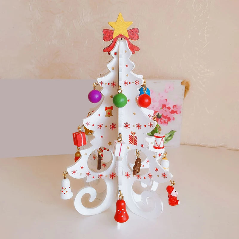 Christmas Tree Children's Handmade DIY Stereo Wooden Christmas Tree Scene Layout Christmas Decorations Ornaments Hot