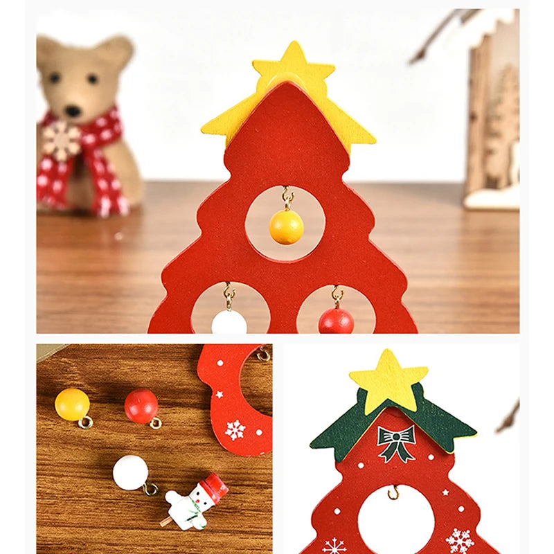 Christmas Tree Children's Handmade DIY Stereo Wooden Christmas Tree Scene Layout Christmas Decorations Ornaments Hot