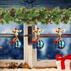 Christmas Hanging Cartoon Giraffe Pattern Christmas Tree Hanging Car Hanging Festive Home Decorations Flower Christmas Ornament