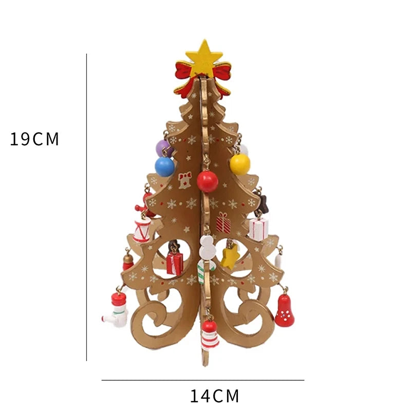 Christmas Tree Children's Handmade DIY Stereo Wooden Christmas Tree Scene Layout Christmas Decorations Ornaments Hot