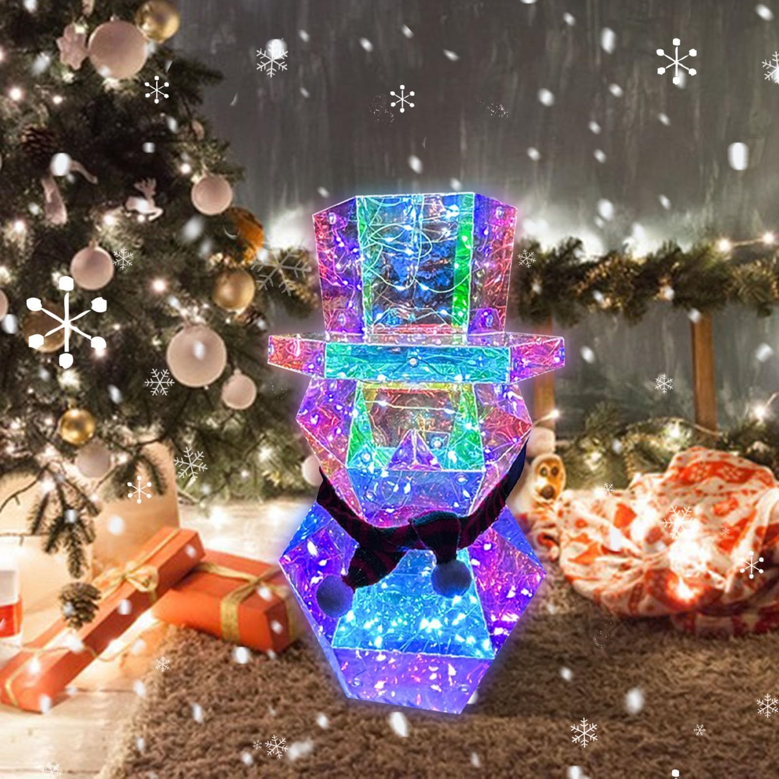 christmas decor colorful led glow santa claus snowman night light xma